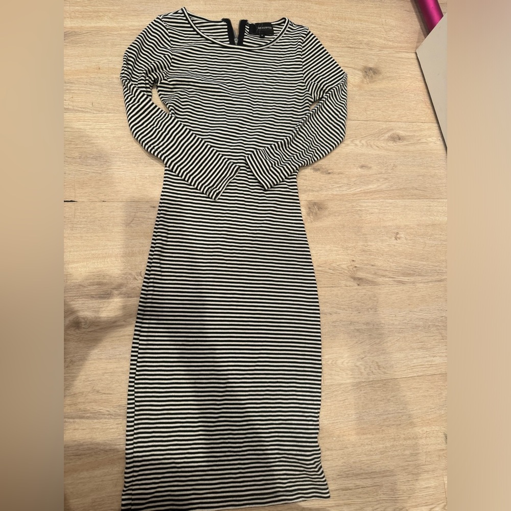 Ribbed dress XS black white stripes